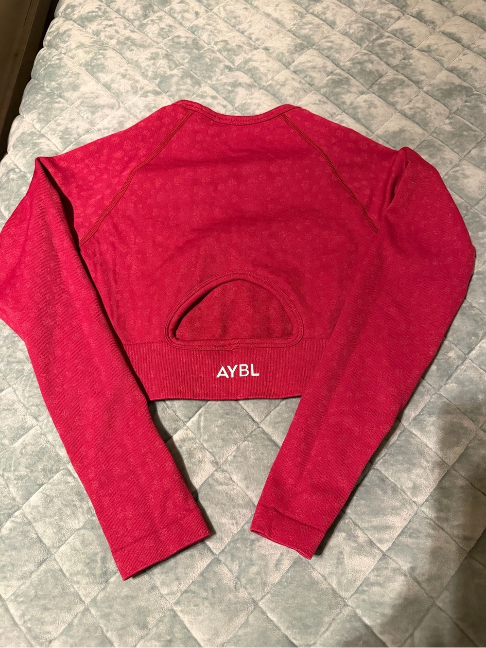 AYBL Pink-Red Long Sleeve Cropped Athletic Top - size S